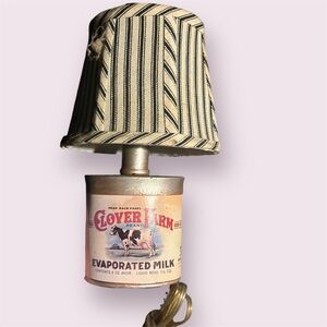 Clover Farm Evaporated Milk Lamp with Striped Shade